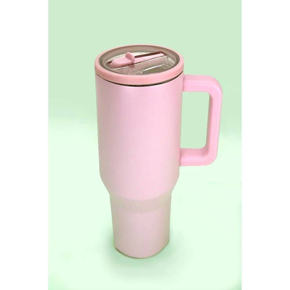 NEW WALL TO WALL 40 oz insulated stainless steel tumbler with handle in pink